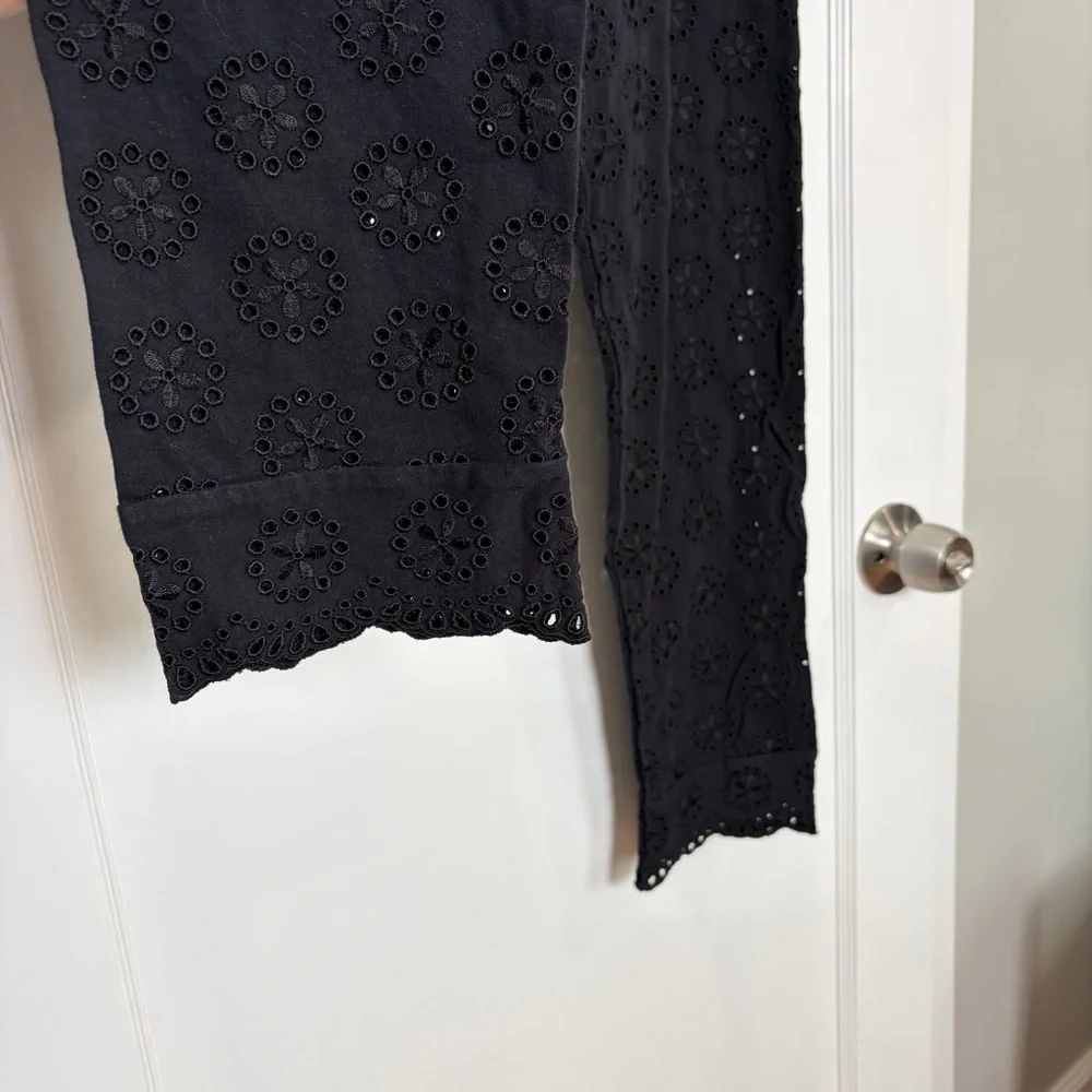 JOHNNY WAS Ayla Black Eyelet Lace Legging Scalloped Hem Pants - Picture 10 of 13